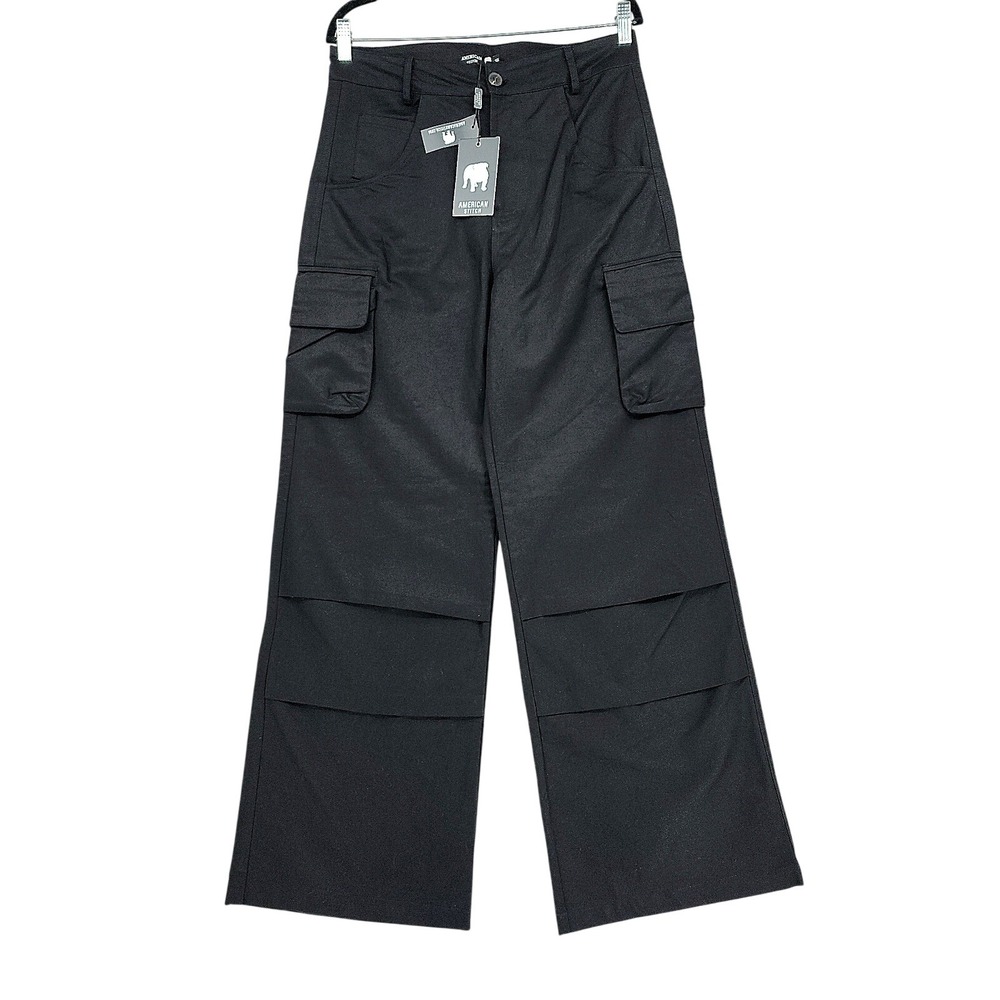 American Stitch Cargo Pants 32x32 Men Black Wide Leg Utility Techwear Grunge NEW